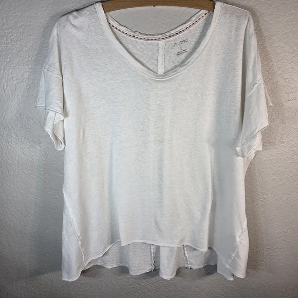Pilcro Oversized Linen Lightweight Cap Muscle Tee Causal Sz L White Assimetrical - Picture 1 of 15